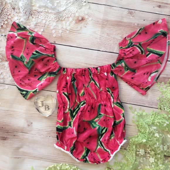 Boutique Baby Girl Drop Sleeve Romper - Picture 2 of 4